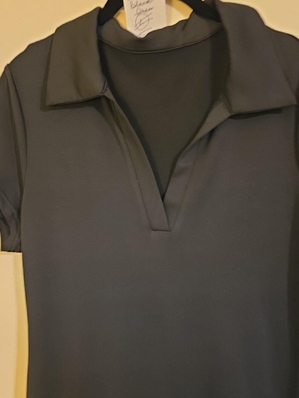 Black Short-Sleeve Polo Fit-and-Flare Dress